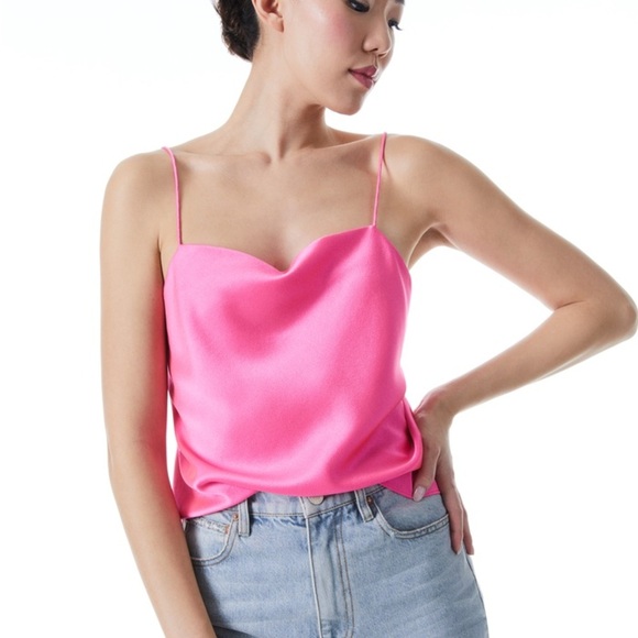 Alice + Olivia Harmon slip tank top in French Rose Pink size XS - Picture 2 of 7